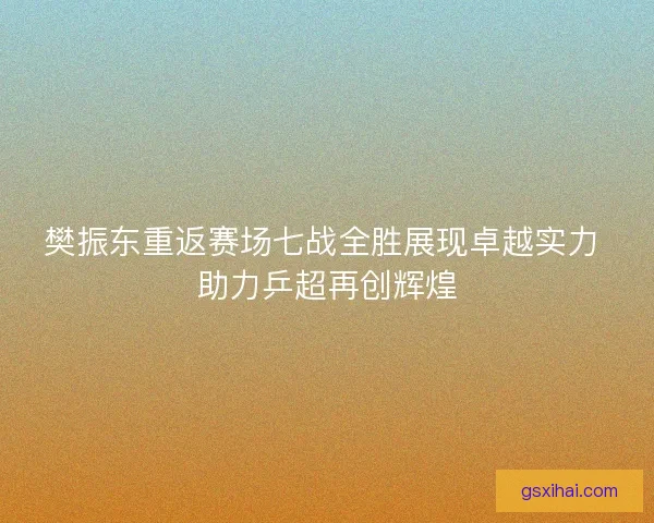 樊振东重返赛场七战全胜展现卓越实力 助力乒超再创辉煌 樊振东重返赛场七战全胜展现卓越实力 助力乒超再创辉煌