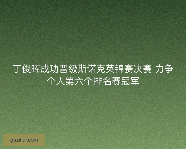 丁俊晖成功晋级斯诺克英锦赛决赛 力争个人第六个排名赛冠军