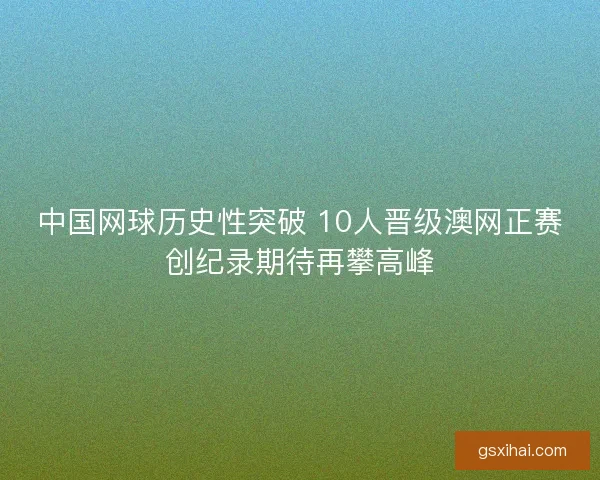 中国网球历史性突破 10人晋级澳网正赛创纪录期待再攀高峰